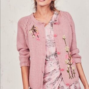 PINK x LoveShackFancy Fairisle Boxy Crew Cardigan Sweater